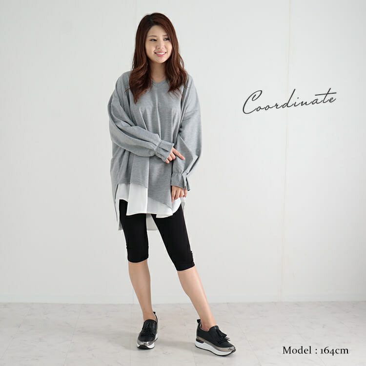 大きいサイズ レディース ゆったりフィット7分丈レギンス　goldy-1076 【メール便可】