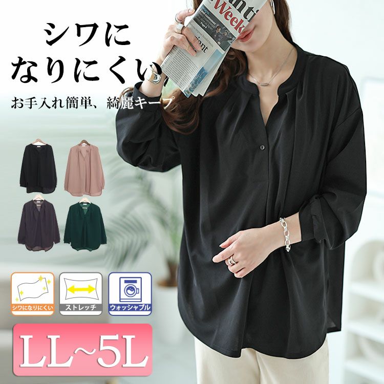 大きいサイズ レディース シワになりにくいブラウス cast-5526013