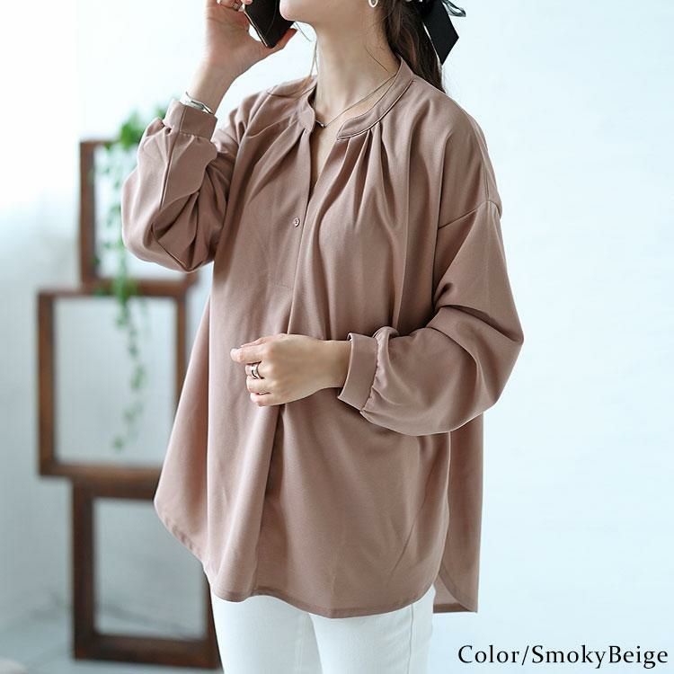 大きいサイズ レディース シワになりにくいブラウス　cast-5526013 【メール便可】 スモーキーベージュ