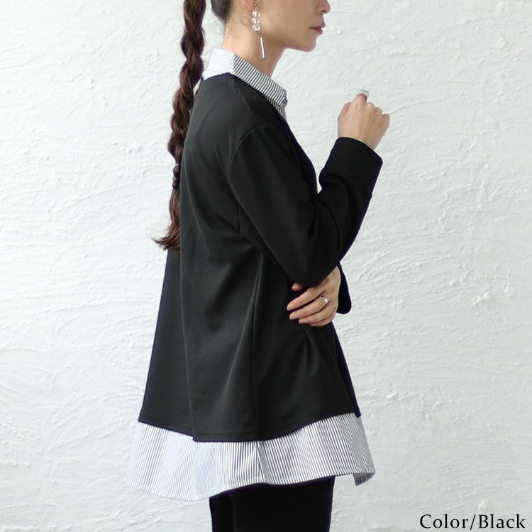 大きいサイズ レディース フェイクシャツワッフルプルオーバー　cast-5526006 【メール便可】