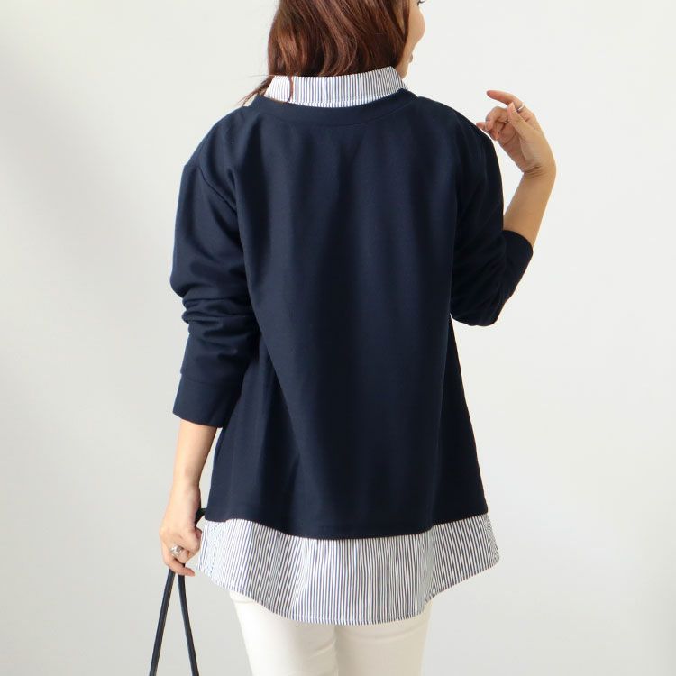 大きいサイズ レディース フェイクシャツワッフルプルオーバー　cast-5526006 【メール便可】