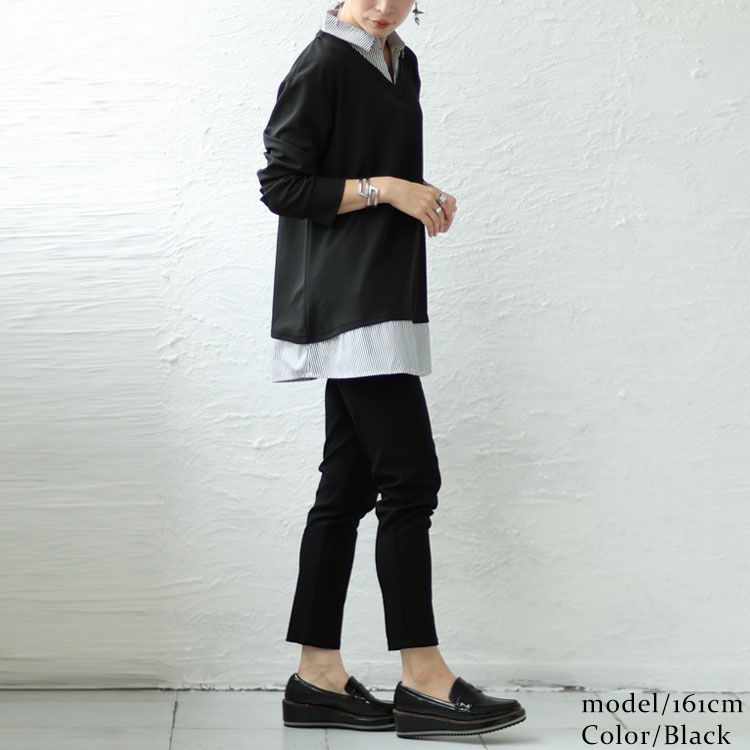 大きいサイズ レディース フェイクシャツワッフルプルオーバー　cast-5526006 【メール便可】