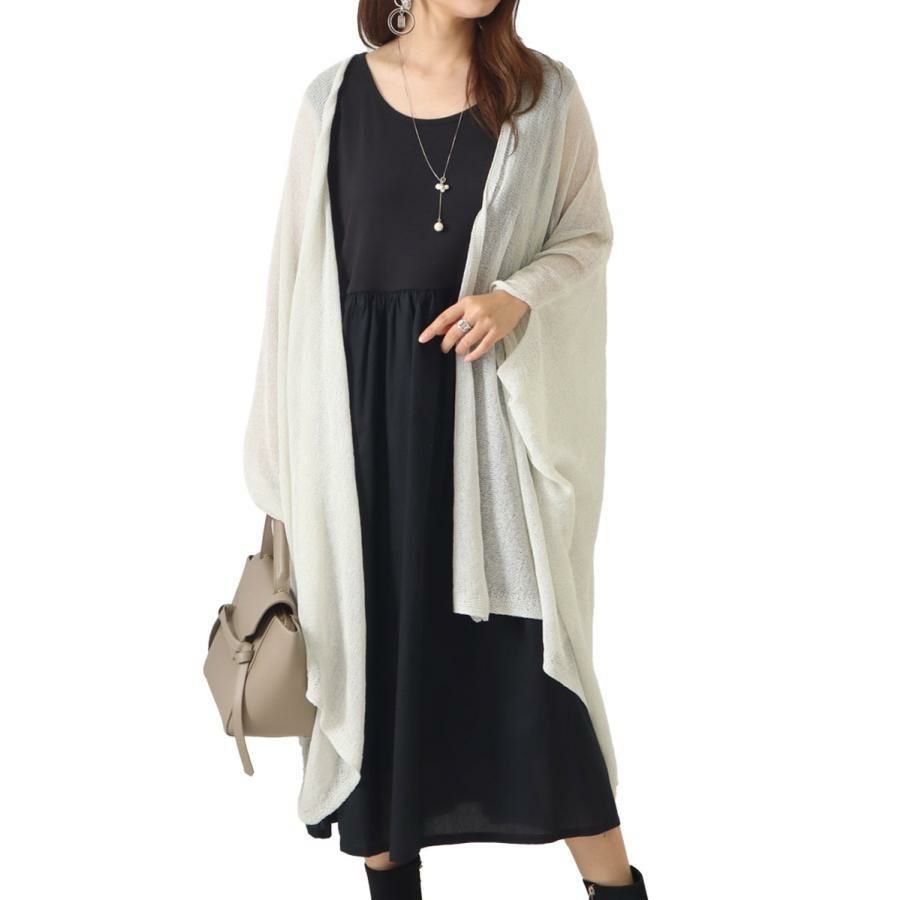 大きいサイズ レディース ストール風ロングカーディガン　jp422 ホワイト