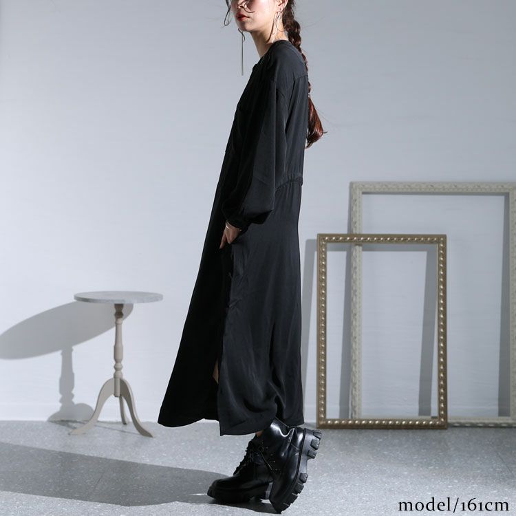 大きいサイズ レディース ドローストリングシャツワンピース　sada-6767