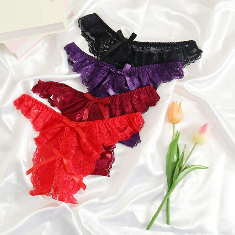 大きいサイズ レディース 股割れTバッグレースパンティ　goldy-1082 【メール便可】