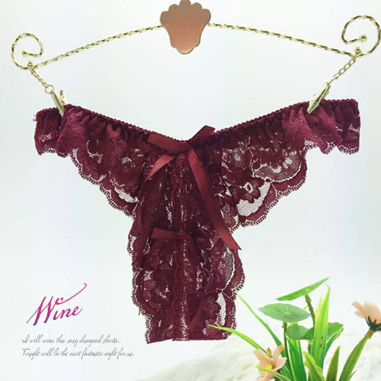 大きいサイズ レディース 股割れTバッグレースパンティ　goldy-1082 【メール便可】