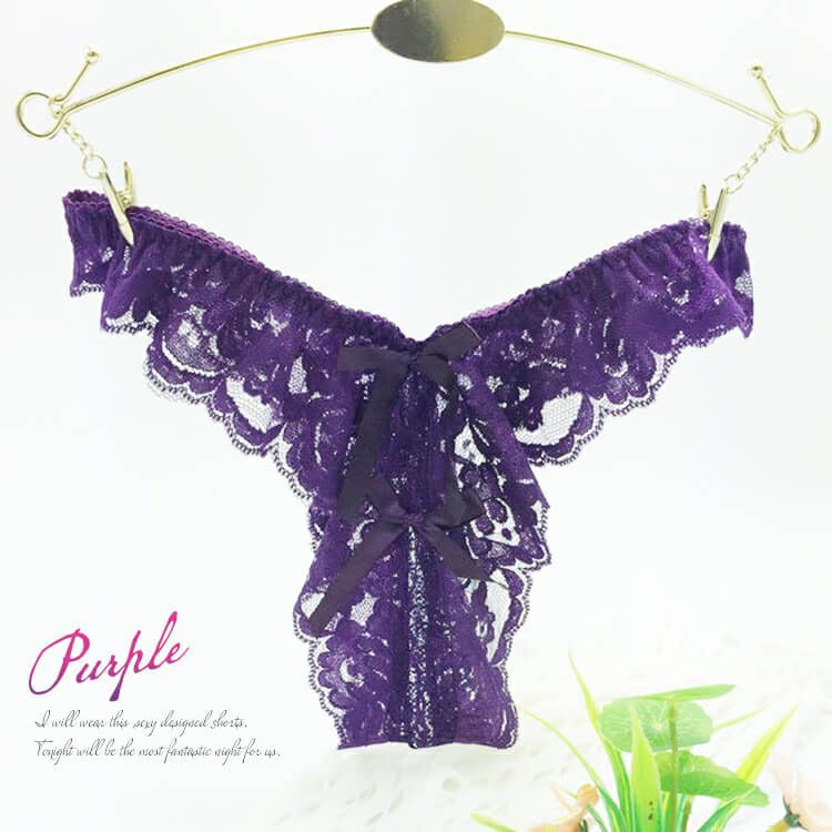 大きいサイズ レディース 股割れTバッグレースパンティ　goldy-1082 【メール便可】