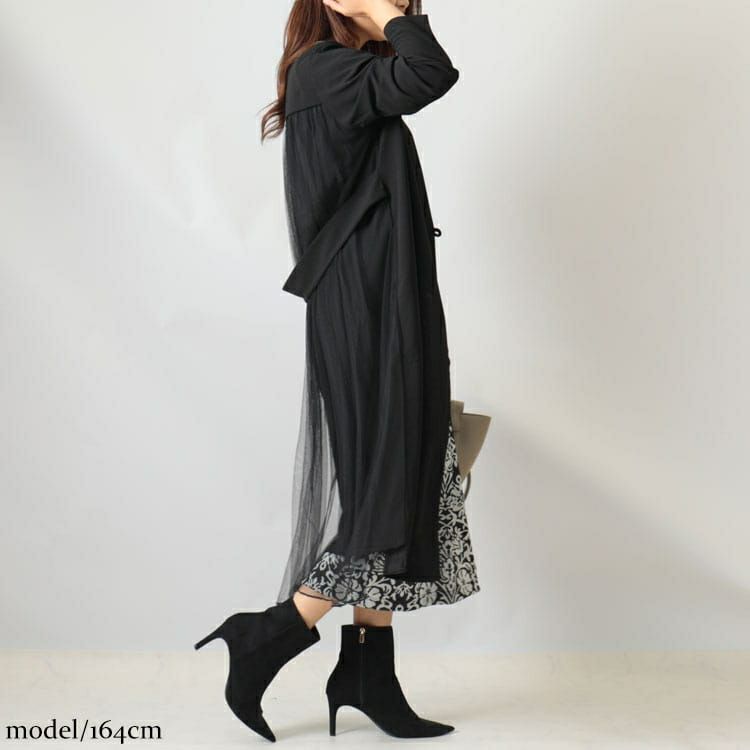 大きいサイズ レディース バックチュールロングコーディガン　maru-6603