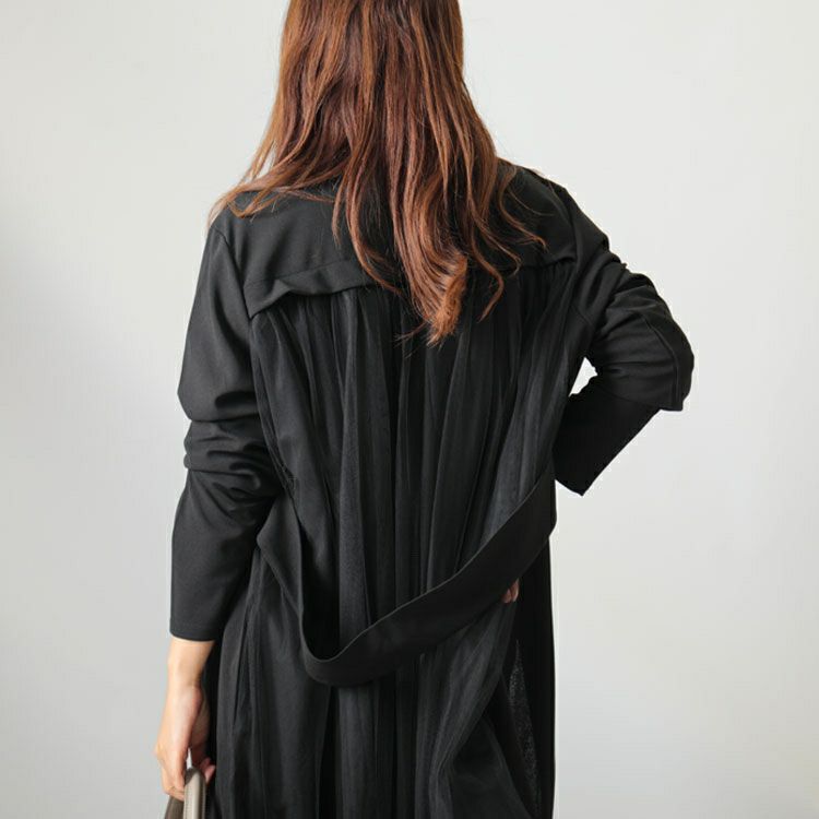 大きいサイズ レディース バックチュールロングコーディガン　maru-6603