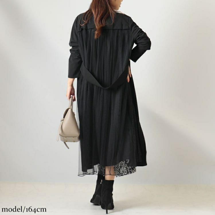 大きいサイズ レディース バックチュールロングコーディガン　maru-6603