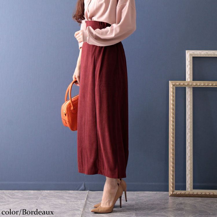 大きいサイズ レディース コーデュロイハイウエストナロースカート　maru-6602