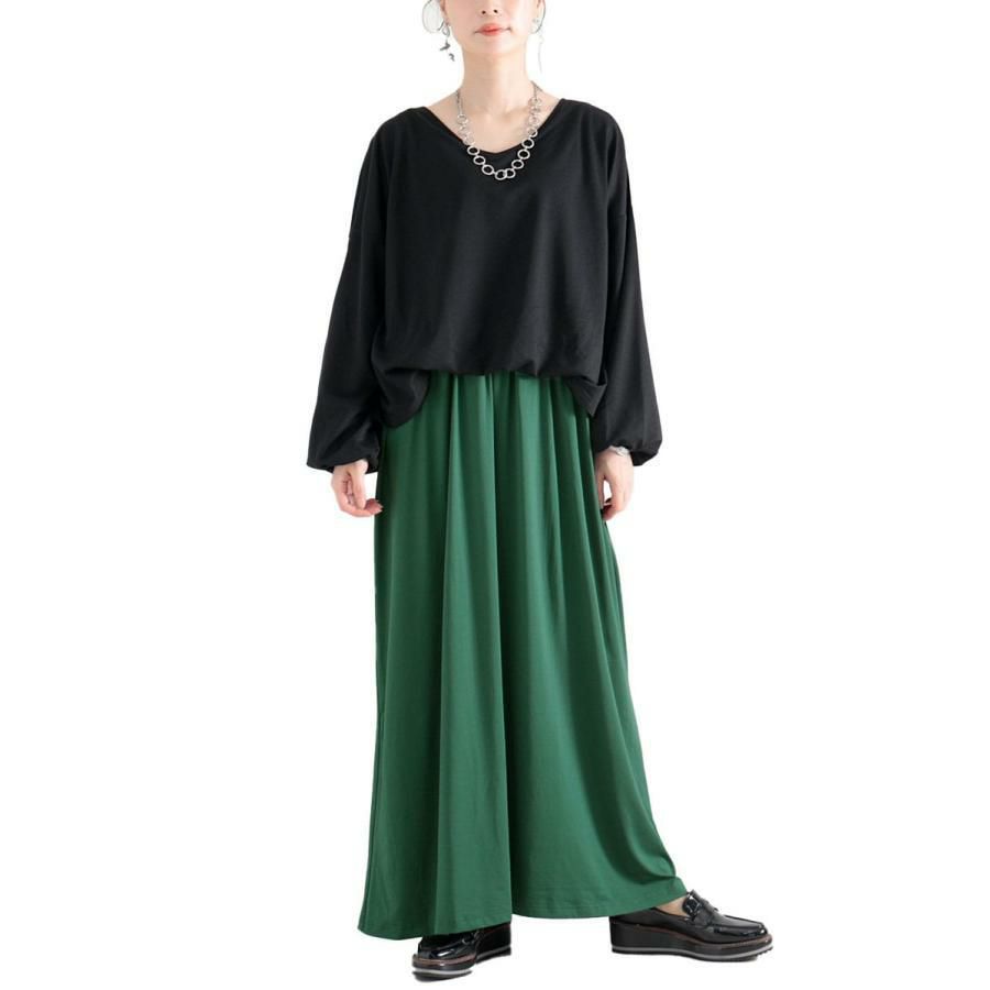 大きいサイズ レディース ドッキングロングワンピース　nw-22022 グリーン