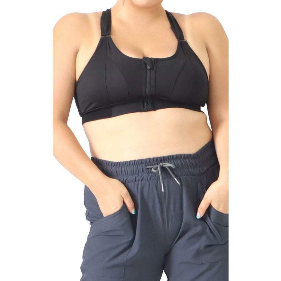 大きいサイズ レディース 前開きスポブラ　goldy-1058 ブラック