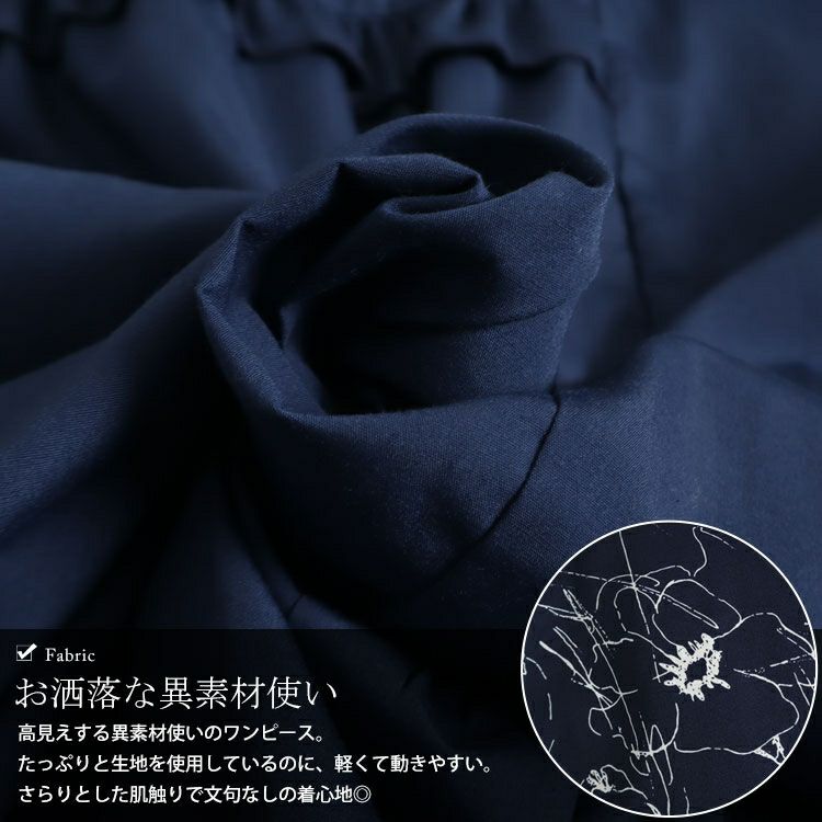 大きいサイズ レディース 花柄切替えアシメシャツワンピース　fem-278 【ゆうパケット可】