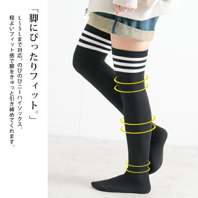 大きいサイズ レディース ラインハイソックス　goldy-1079 【メール便可】