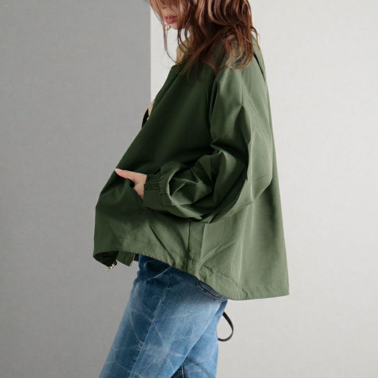 大きいサイズ レディース タックボリュームスリーブZIPブルゾン　maru-6616 【メール便可】