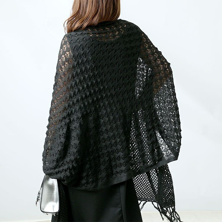 大きいサイズ レディース 透かし編みフリンジニットカーディガン　gold907 【メール便可】