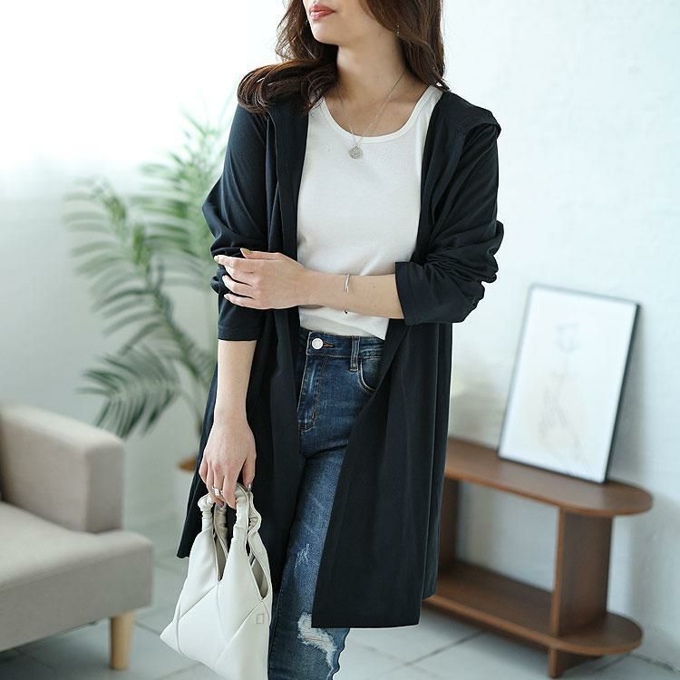 大きいサイズ レディース フーディートッパーカーディガン　cast-5526035 ブラック