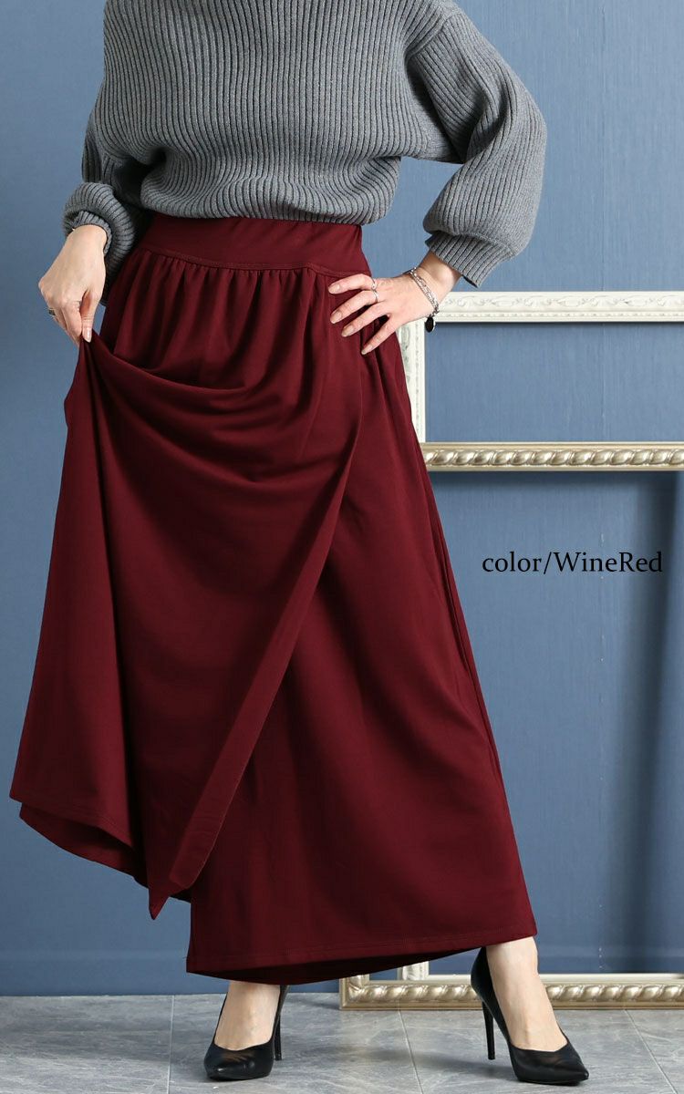 大きいサイズ レディース あったか裏起毛カフェパンツ　sw-0491