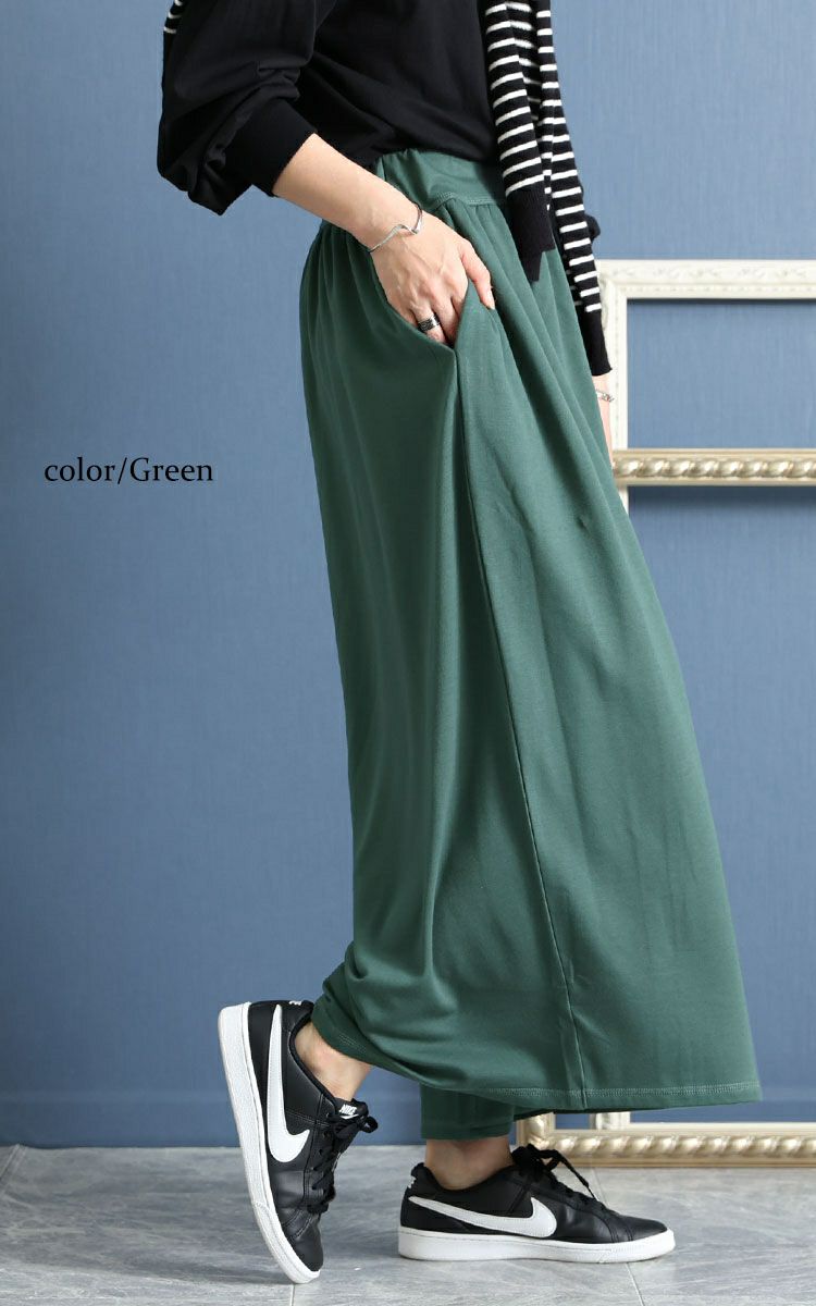 大きいサイズ レディース あったか裏起毛カフェパンツ　sw-0491