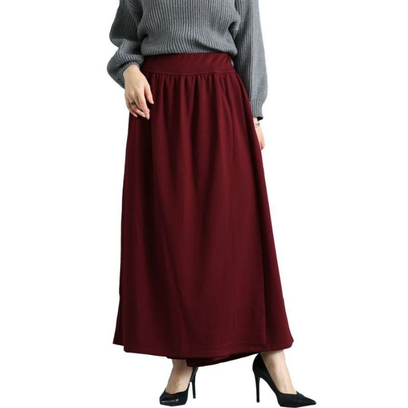 大きいサイズ レディース あったか裏起毛カフェパンツ　sw-0491 ワインレッド