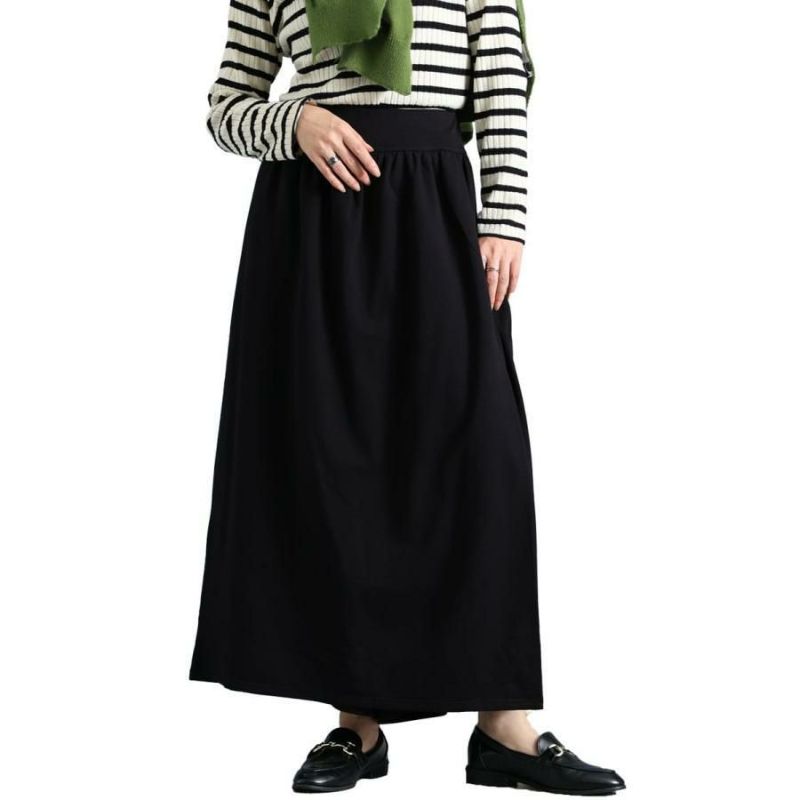 大きいサイズ レディース あったか裏起毛カフェパンツ　sw-0491 ブラック