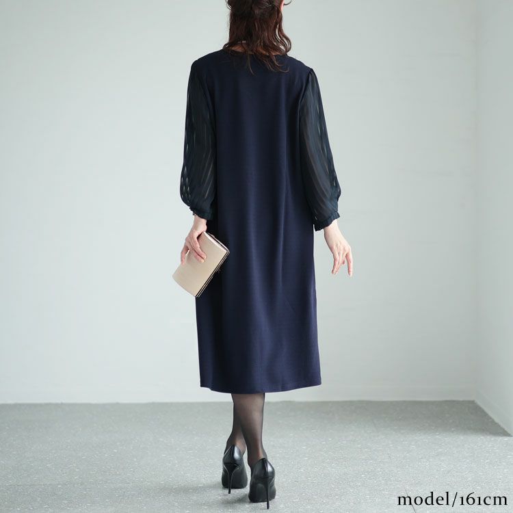 大きいサイズ レディース ハートネックシフォン袖ワンピース　mncut-122419