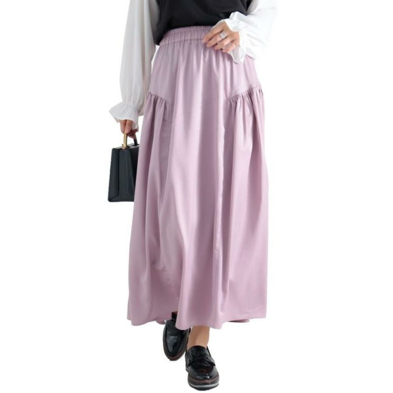 大きいサイズ レディース 前後2wayティアードロングスカート　fem-289 ラベンダー
