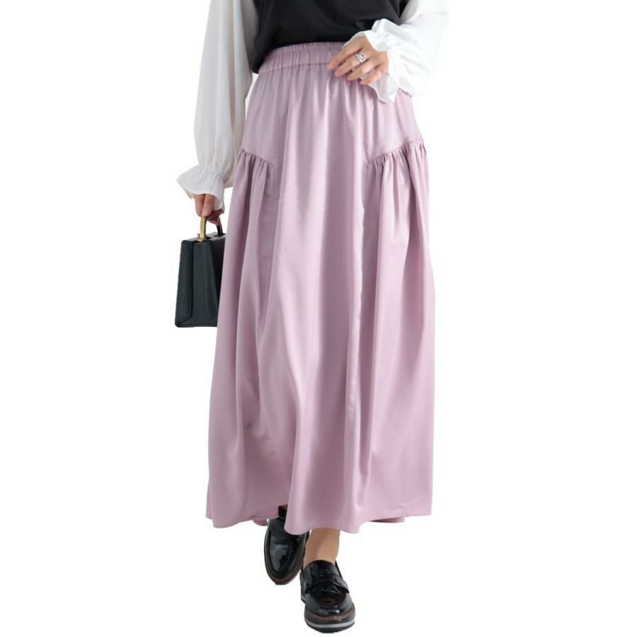 大きいサイズ レディース 前後2wayティアードロングスカート　fem-289 ラベンダー