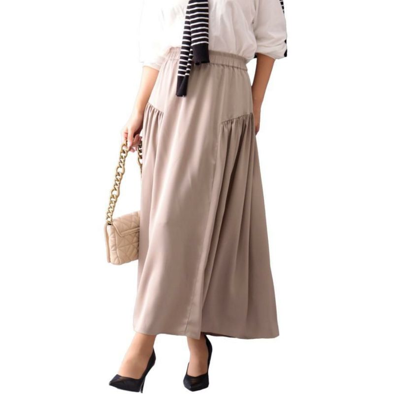 大きいサイズ レディース 前後2wayティアードロングスカート　fem-289 オリーブ