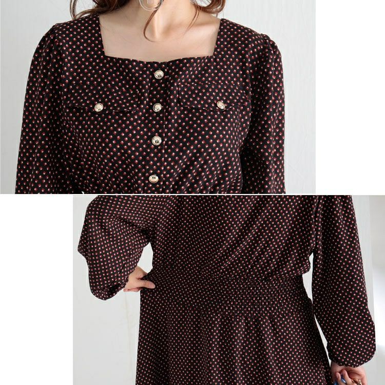 大きいサイズ レディース スクエアネックワンピース　fem-280