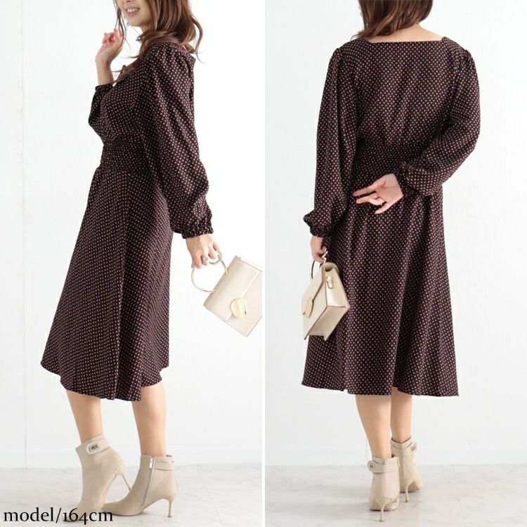 大きいサイズ レディース スクエアネックワンピース　fem-280