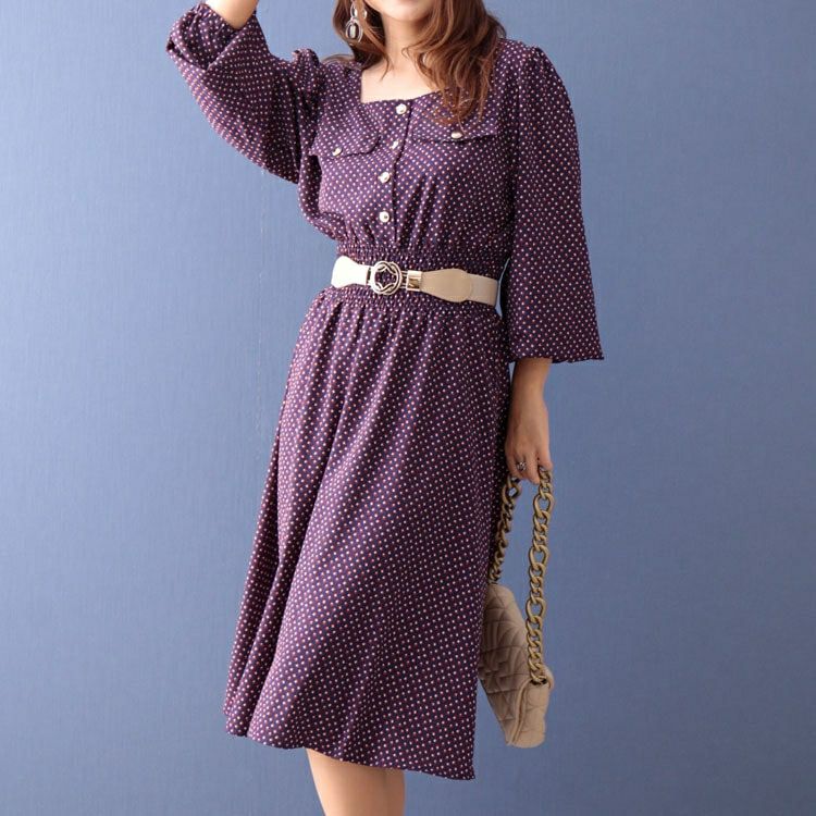 大きいサイズ レディース スクエアネックワンピース　fem-280