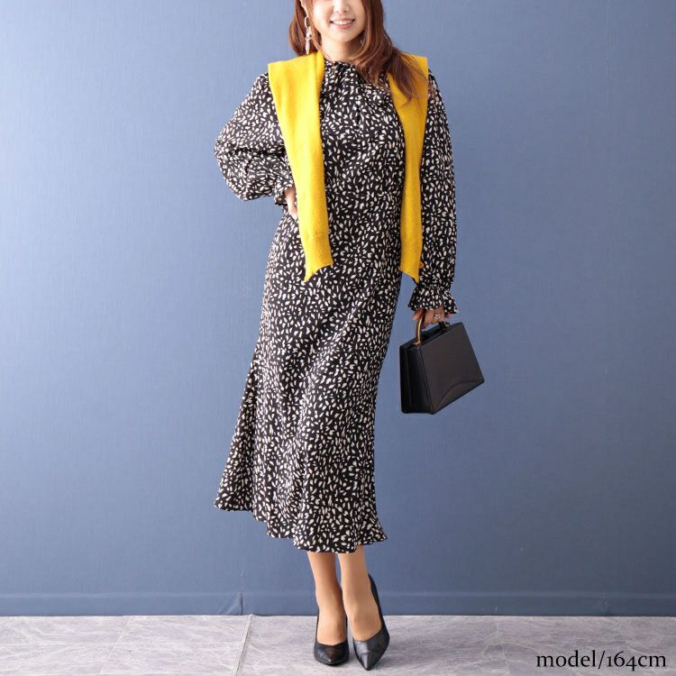 大きいサイズ レディース ボウタイマーメイドワンピース　maru-35979