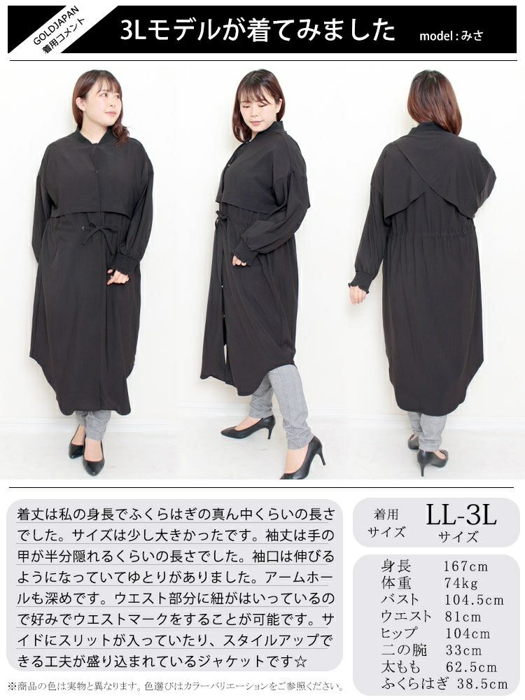 大きいサイズ レディース ロングジャケット　sw-0485