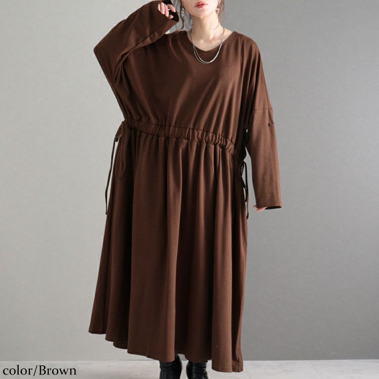 大きいサイズ レディース ウエストドロストワンピース　nw-22029