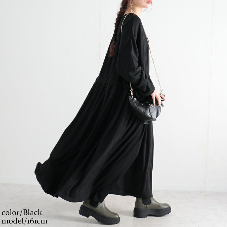 大きいサイズ レディース ウエストドロストワンピース　nw-22029