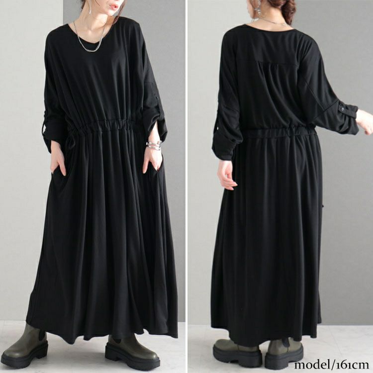 大きいサイズ レディース ウエストドロストワンピース　nw-22029