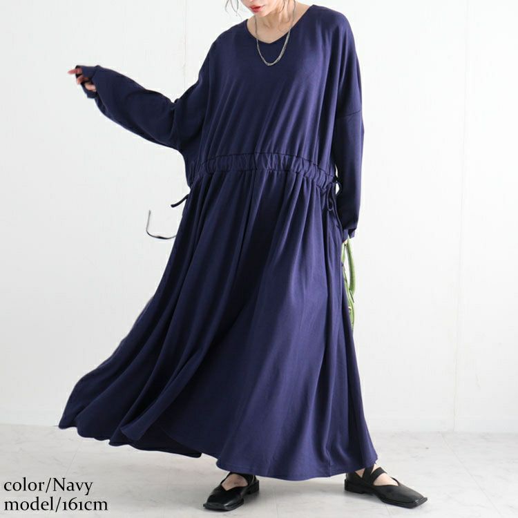 大きいサイズ レディース ウエストドロストワンピース　nw-22029