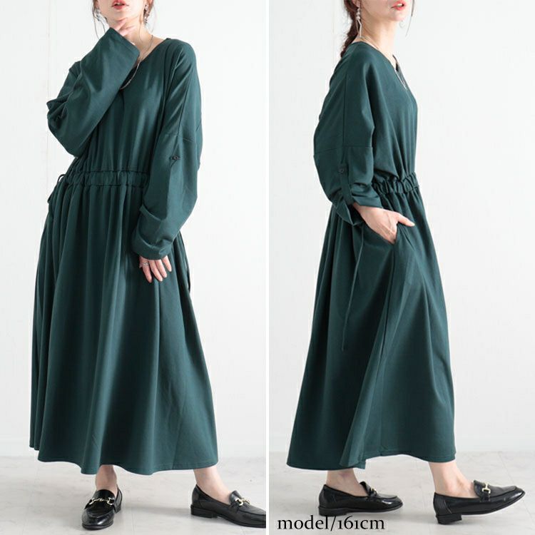 大きいサイズ レディース ウエストドロストワンピース　nw-22029