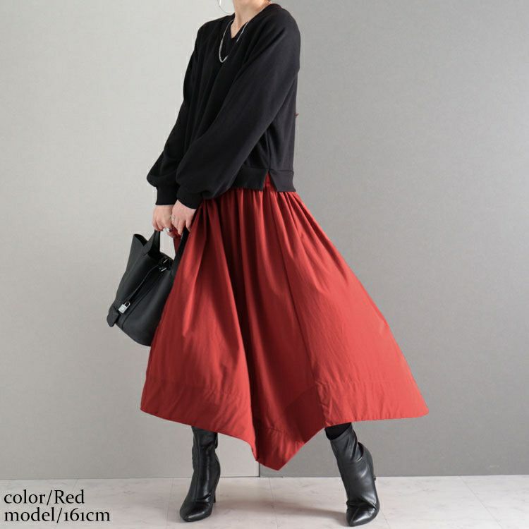 大きいサイズ レディース 異素材ドッキングワンピース　nw-22019