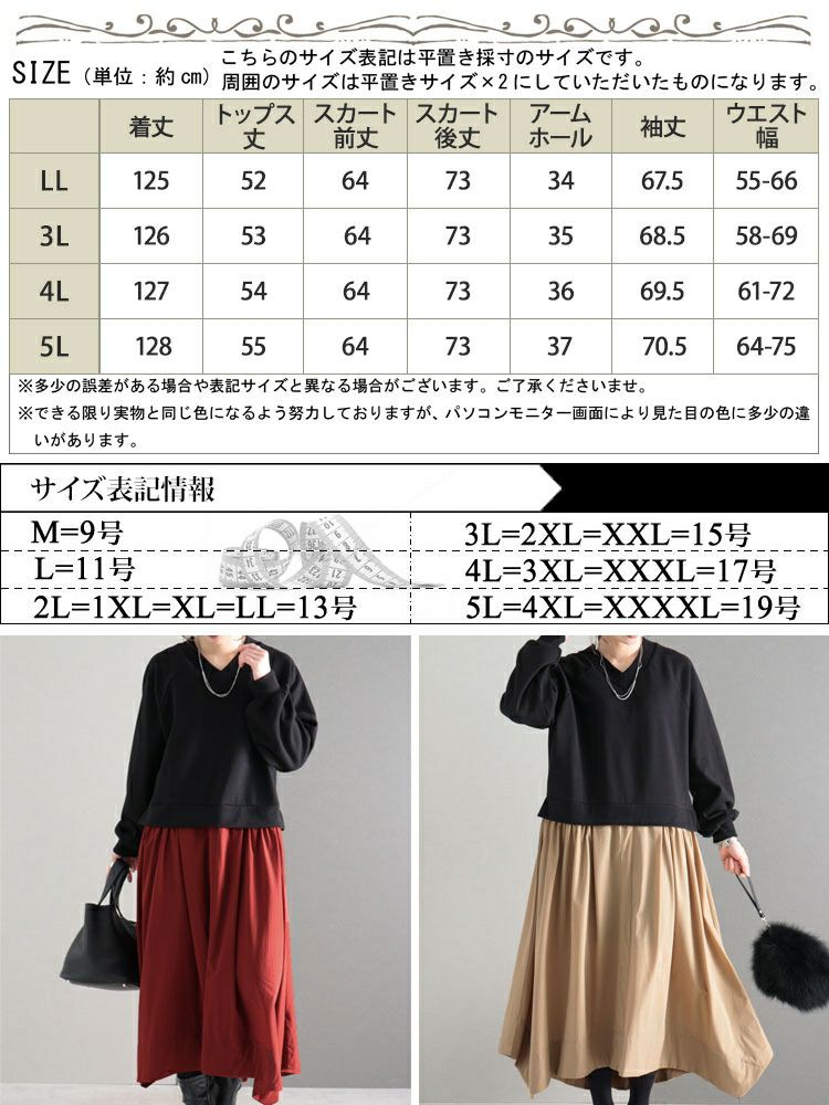 大きいサイズ レディース 異素材ドッキングワンピース　nw-22019