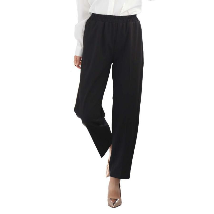 大きいサイズ レディース ウエストゴムテーパードパンツ　goldy-1142 ブラック