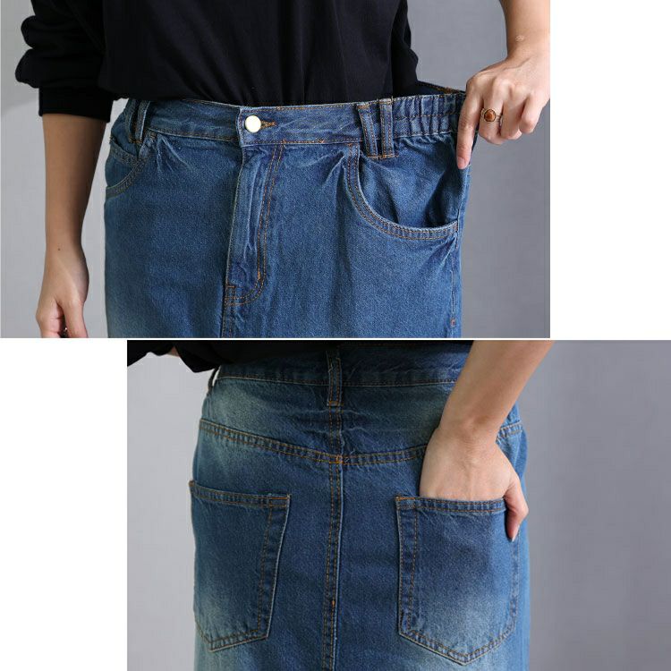 大きいサイズ レディース セミタイトデニムロングスカート　wd-0352