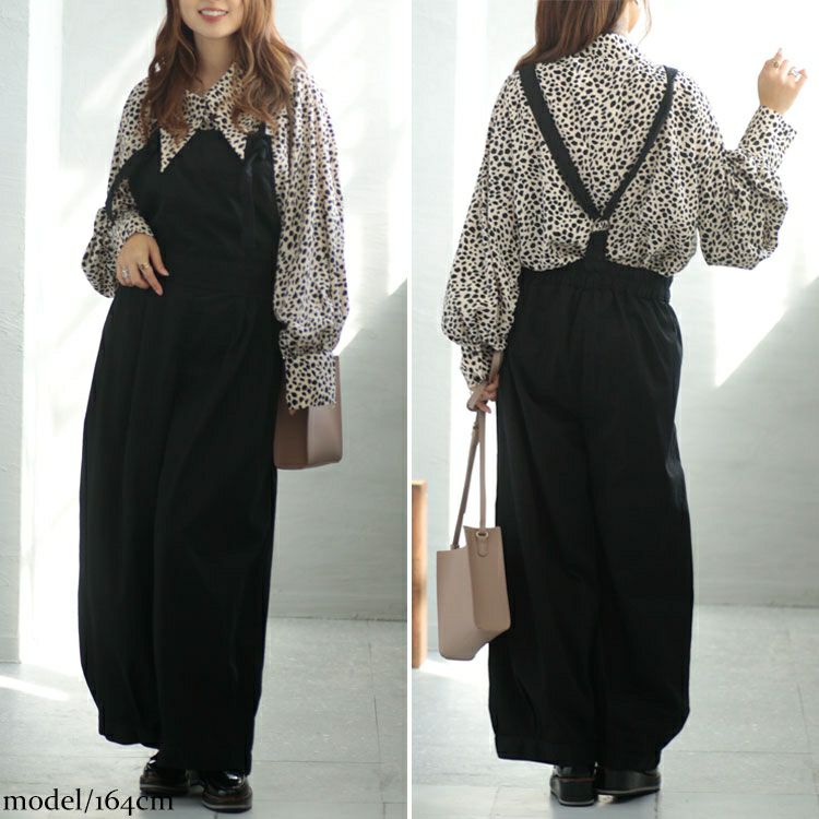 大きいサイズ レディース コットンツイルバルーンサロペットパンツ　wc-0319