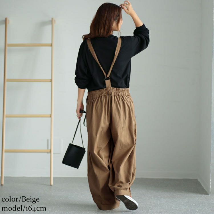 大きいサイズ レディース コットンツイルバルーンサロペットパンツ　wc-0319