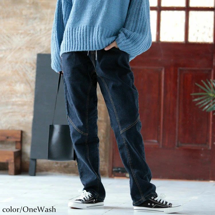 大きいサイズ レディース ウエストリブデニムパンツ　wd-0351