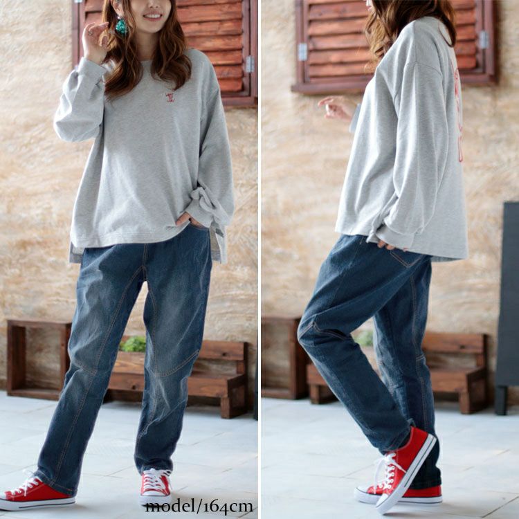 大きいサイズ レディース ウエストリブデニムパンツ　wd-0351