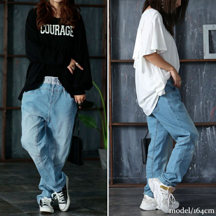 大きいサイズ レディース ウエストリブデニムパンツ　wd-0351