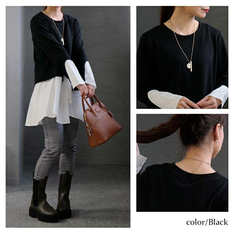 大きいサイズ レディース レイヤード風アシンメトリートップス　goldy-1155